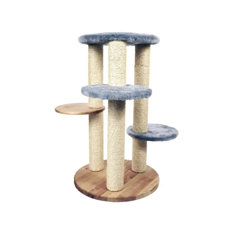 Comme Un Roi - Arbre à Chat Griffoir 3 Colonnes Fourrure Grise pour Chat - 90cm Remise