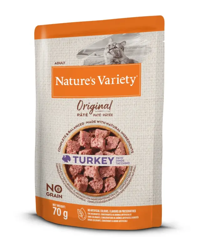 Nature's Variety – P&acirc;t&eacute;e Original &agrave; la Dinde pour Chat – 70g Paiement Sécurisé