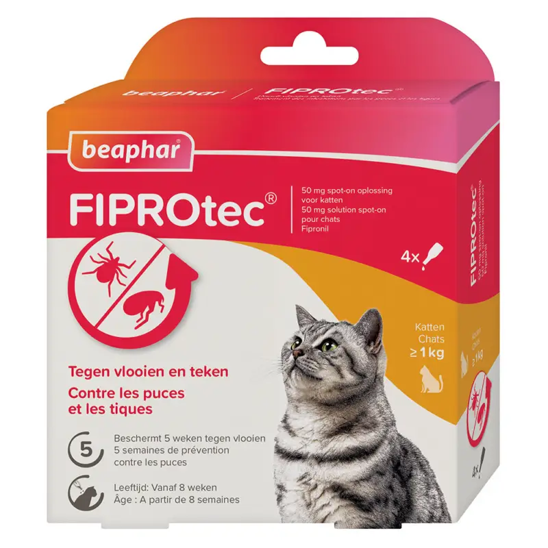 Beaphar - Pipettes Antiparasitaires Fiprotec pour Chat - X4 Meilleur Choix
