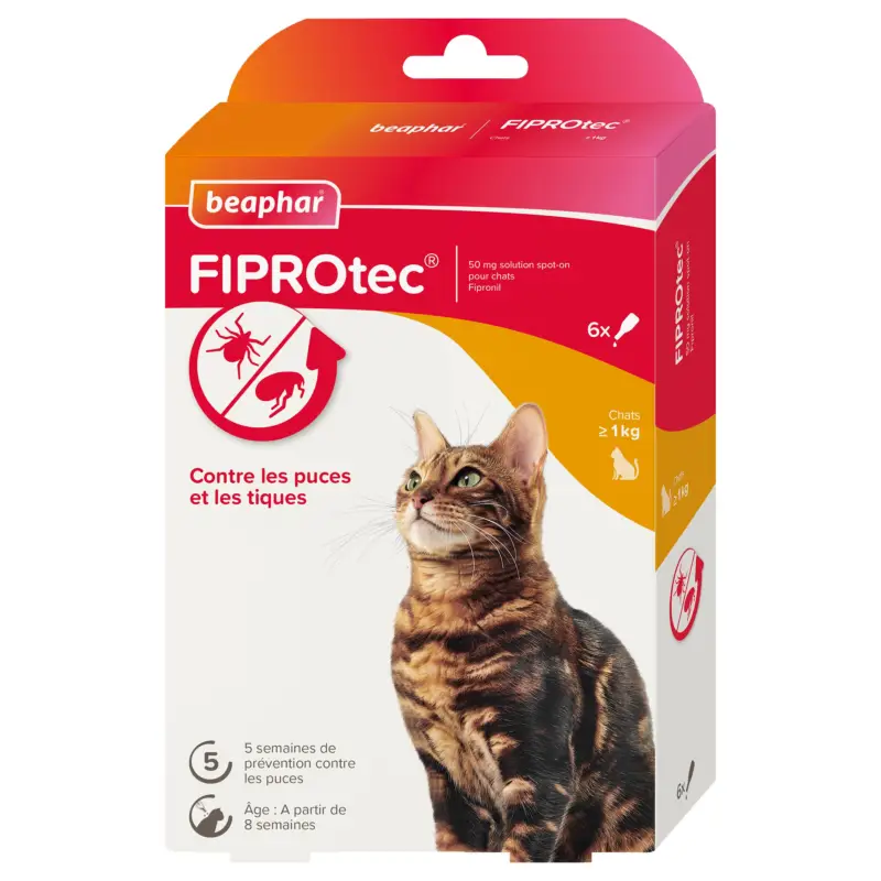 Beaphar – Pipettes Antiparasitaires Fiprotec pour Chat – X6 Offre Du Jour