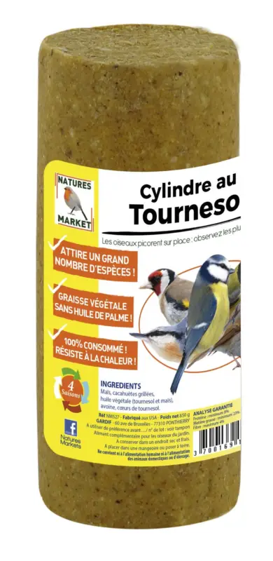 Usine Directe Natures Markets – Cylindre Graisse V&eacute;g&eacute;tale aux Tournesols pour Oiseaux du Ciel – 850g