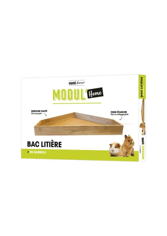 Certifié Hamiform – Bac &agrave; Liti&egrave;re MODUL'Home pour Lapin – Bois