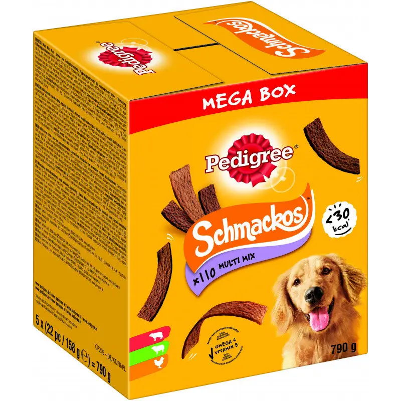 Haute Qualité Pedigree – M&eacute;ga Box Schmackos au B&oelig;uf Agneau et Poulet pour Chien – 790g