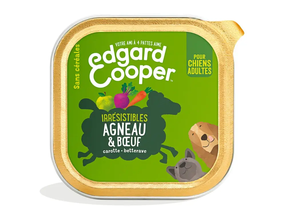 Usine Directe Edgard & Cooper – Barquette &agrave; l'Agneau et au Boeuf pour Chien