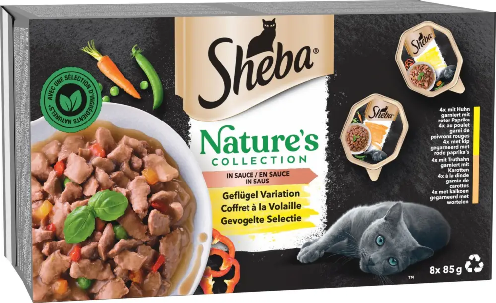 Sheba – Repas Nature's &agrave; la Volaille en Sauce pour Chat Adulte – 8x85g Jusqu&rsquo;à Épuisement Des Stocks