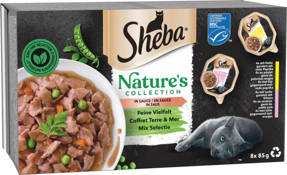 Promotion Sheba – Repas Nature's Terre et Mer en Sauce pour Chat Adulte – 8x85g