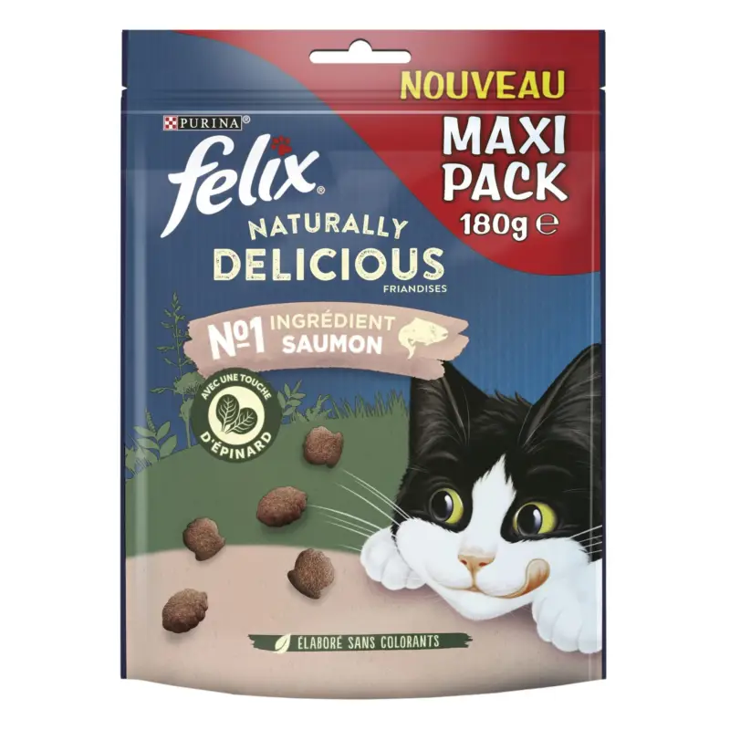 Top Vente Felix – Friandises Naturally Delicious au Saumon pour Chat – 180g