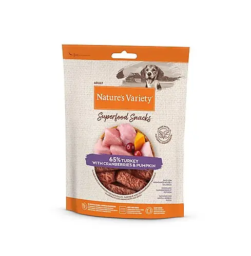 Meilleur Choix Nature's Variety – Barres &agrave; M&acirc;cher Superfood Snacks &agrave; la dinde pour Chien – 85g