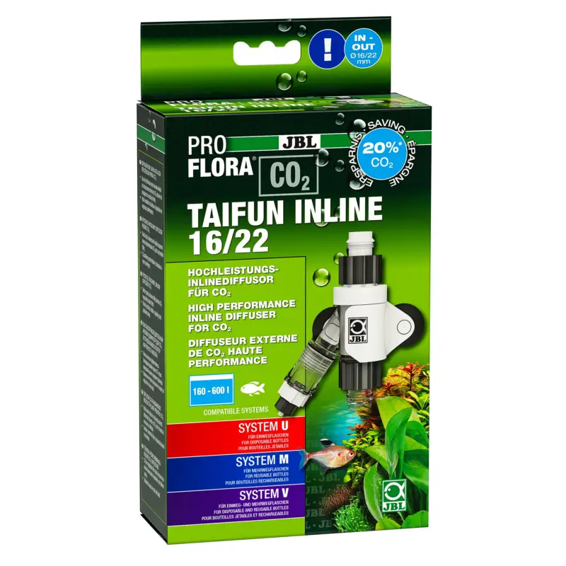 JBL – Diffuseur CO2 Proflora Taifun Inline 16/22 pour Aquarium Haute Qualité