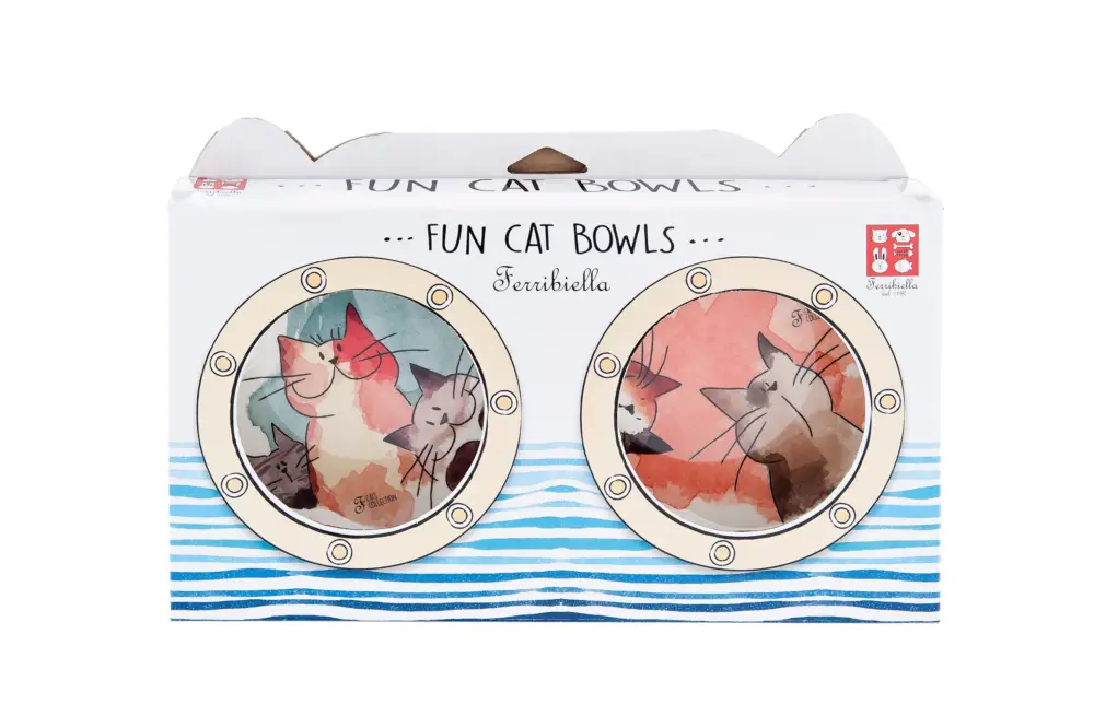 Ferribiella – Etui 2 Bols Aquarelle pour Chats – 390mlx2 Quantité Limitée