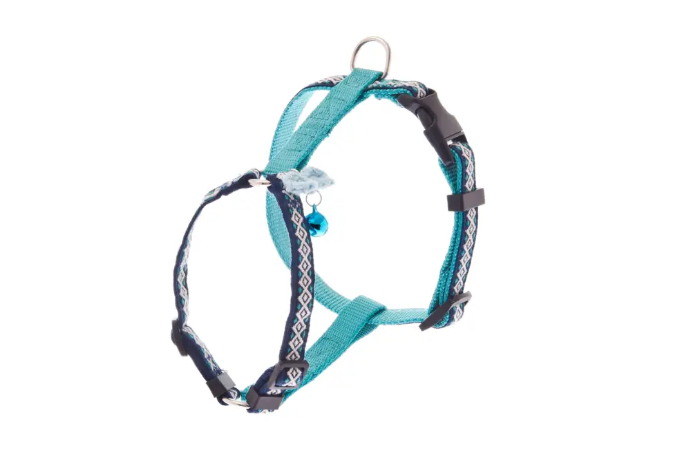 Haute Qualité Ferribiella – Ensemble Laisse + Harnais R&eacute;glable Bleu pour Chats