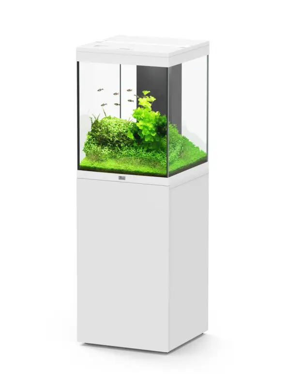Aquatlantis – Aquarium AQUA TOWER 163 LED 2.0 Filtre Int&eacute;gr&eacute; 133L – Blanc Vente Directe