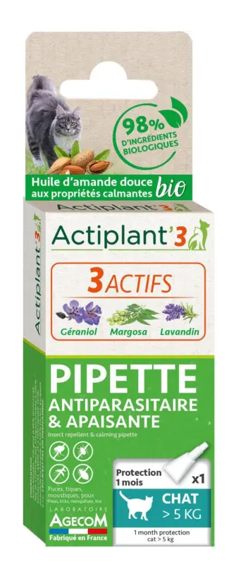 DeBonPoil – Pipette Antiparasitaire 3 Actifs pour Chat – x1 Commander Maintenant