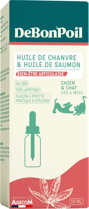Prix Promo DeBonPoil – Huile de CBD 4% Bien-&ecirc;tre Articulaire pour Chien et Chat – 10ml