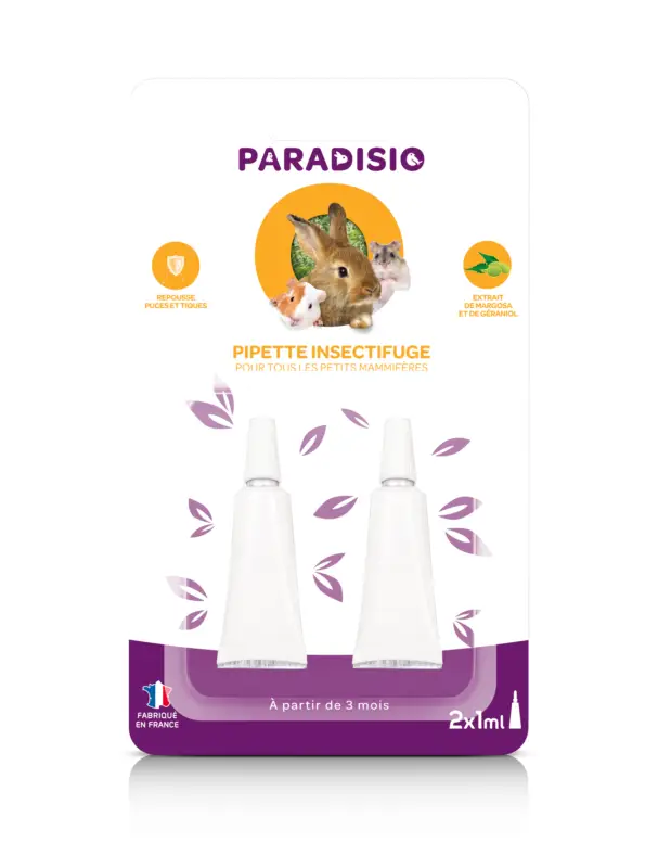 Paradisio – R&eacute;pulsif Insectifuge en Pipette pour Rongeurs – 2x1ml Vente Directe