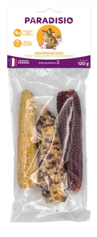 Vente Flash Paradisio – Epis de Mini Ma&iuml;s Couleur x3 pour Rongeurs – 120g