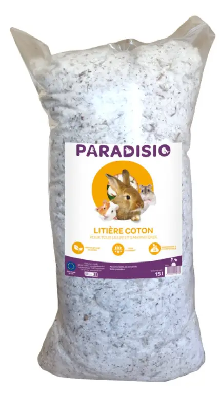 Paradisio – Liti&egrave;re en Coton pour Rongeurs – 15L Remise