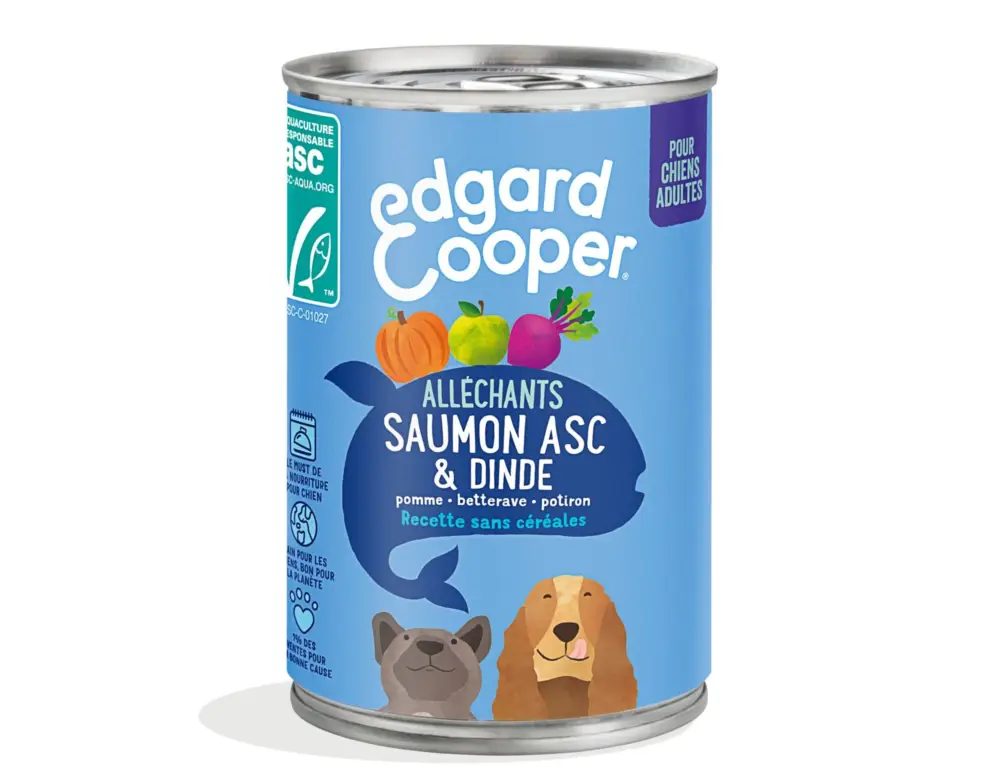 Super Prix Edgard & Cooper – Boite sans C&eacute;r&eacute;ales Saumon et Dinde pour Chien Adulte – 400g