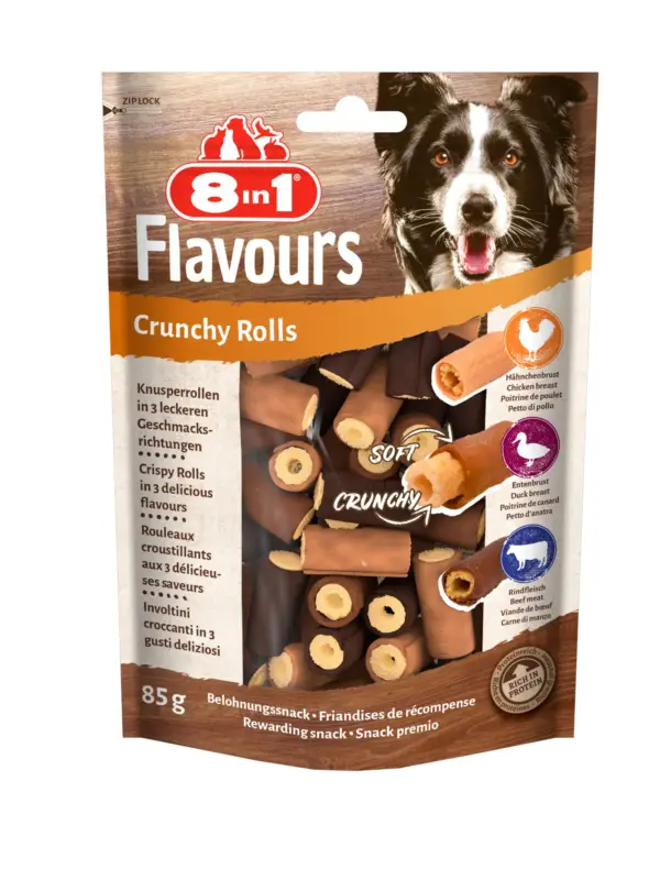 8in1 – Friandises Petits Rouleaux Croustillants pour Chien – 85g Seulement Aujourd&rsquo;hui