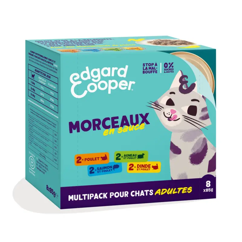 Meilleur Prix Edgard & Cooper – Multipack P&acirc;t&eacute;e Morceaux en Sauce pour Chat – 8x85g