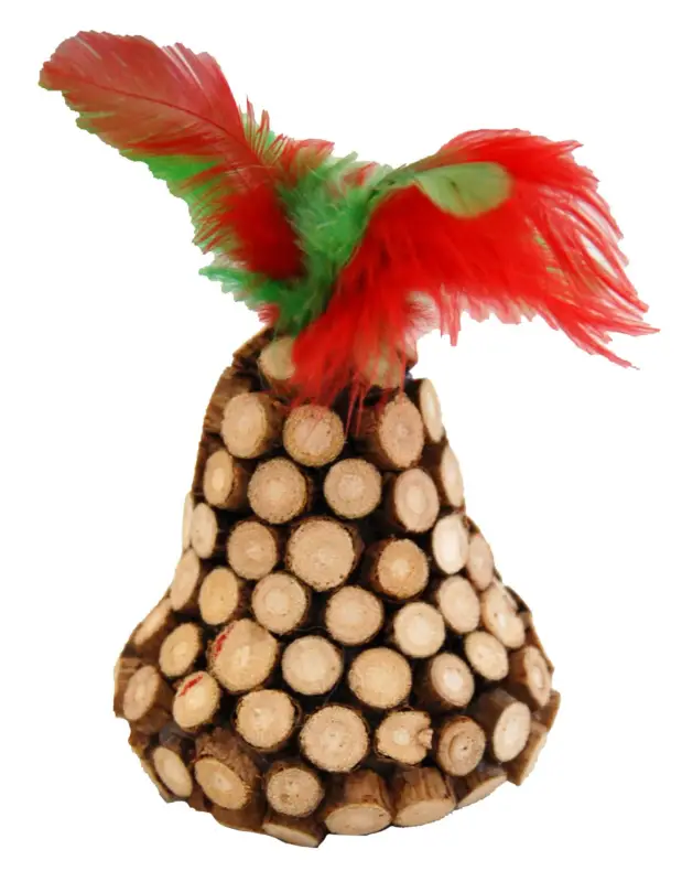 Wouapy – Jouet Cloche en Bois avec Plumes pour Chat Prix Réduit