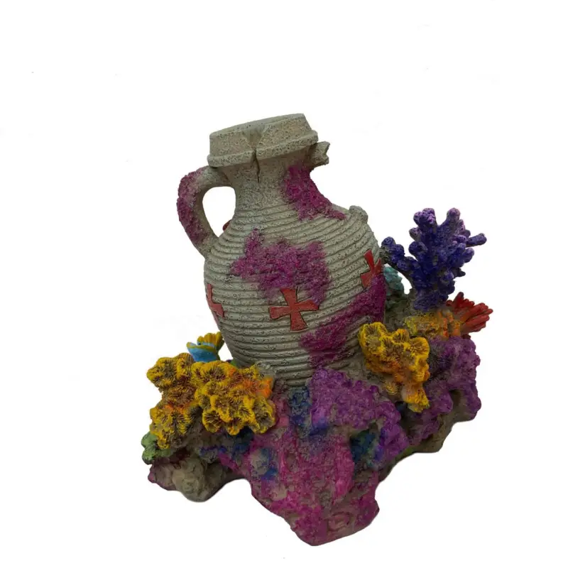 Authentique Aquadella – D&eacute;coration AMPHORA CORAL 2 pour Aquarium – 13,9×11,5×12,4cm