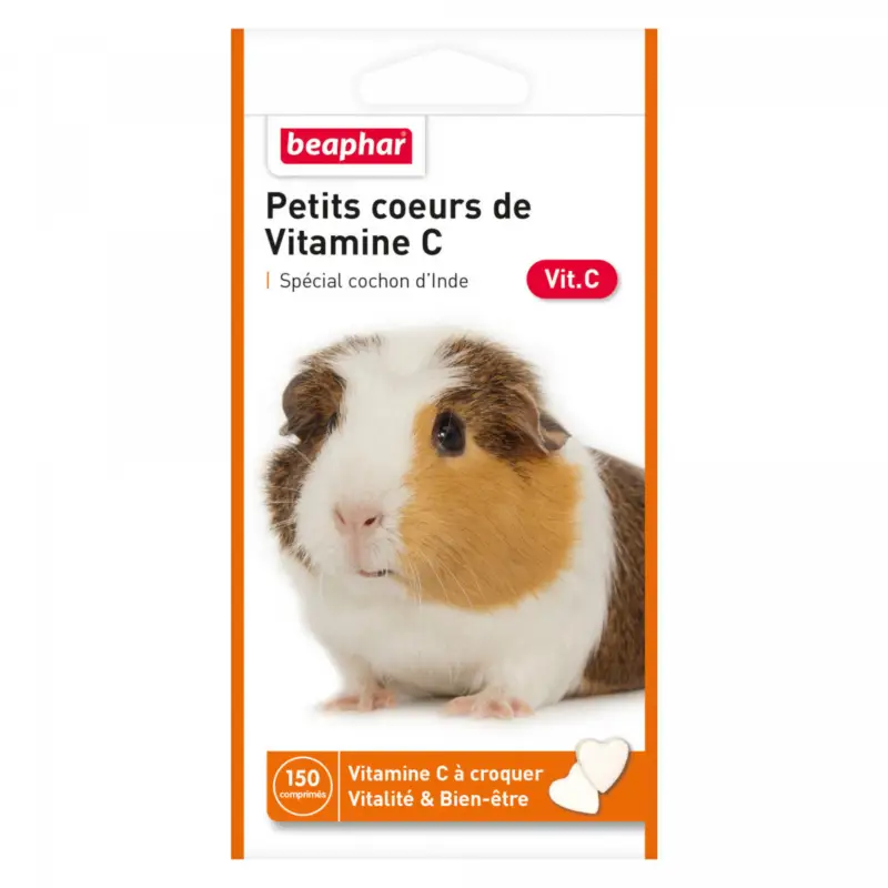 Certifié Beaphar – Friandises Petits C&oelig;urs de Vitamine C pour Cochon d'Inde – x150