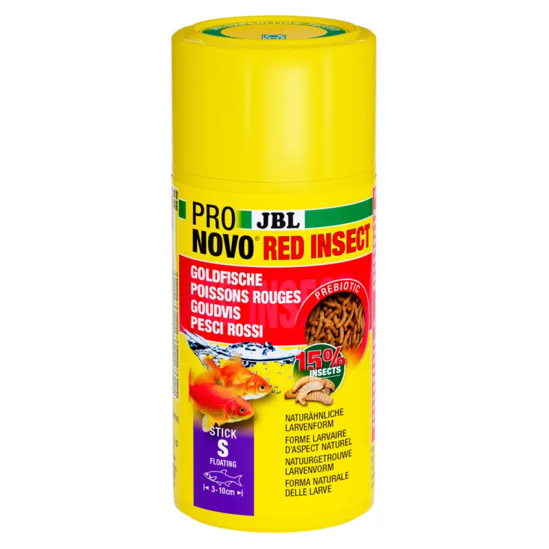 Super Prix JBL – Aliment Pronovo en B&acirc;tonnets RED INSECT STICK pour Poissons Rouges – 100ml