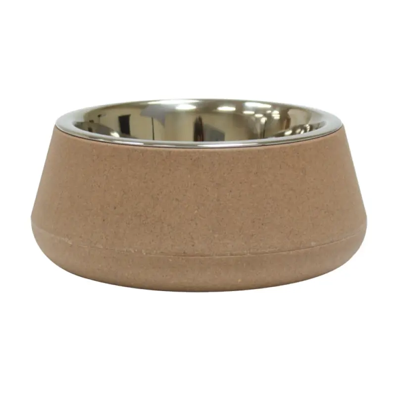 Promotion Saisonnière Croci – Bol en Bamboo et Acier TIERRA Beige pour Chien