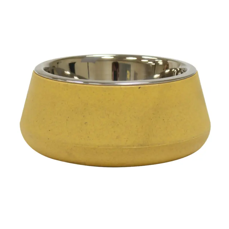 Réduction Croci – Bol en Bamboo et Acier TIERRA Jaune pour Chien