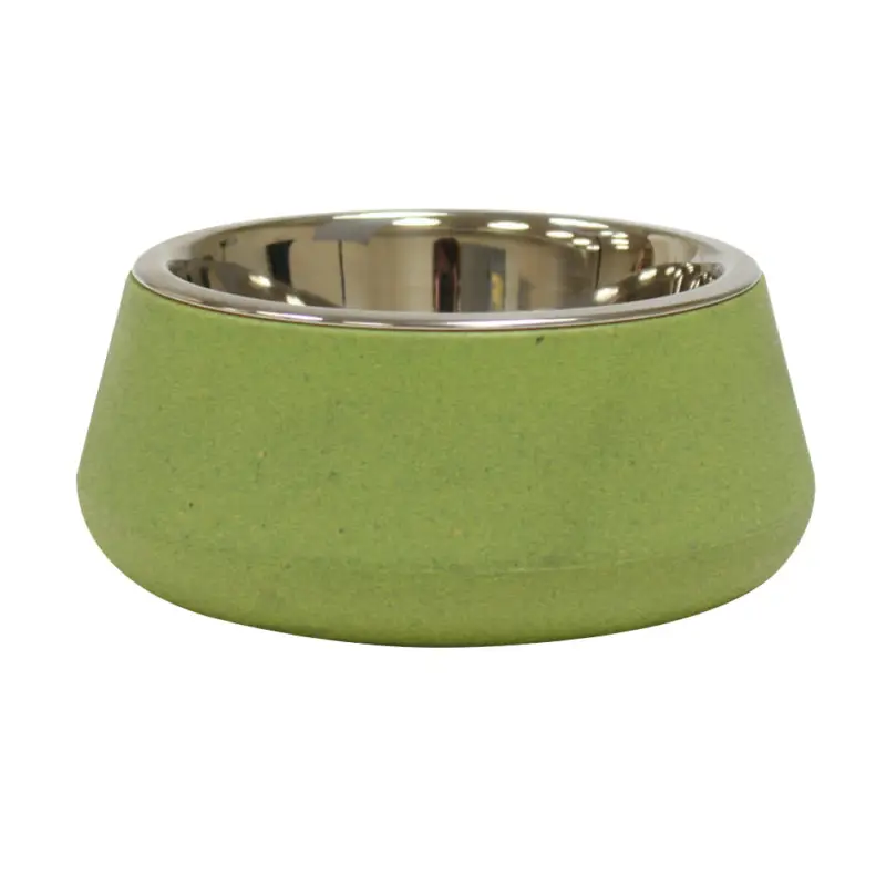 Prix Choc Croci – Bol en Bamboo et Acier TIERRA Vert pour Chien