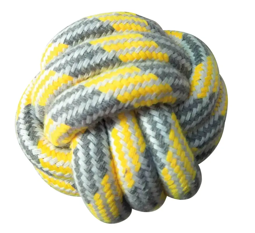 Commande En Gros Croci – Jouet Boule en Corde Jaune pour Chiens – 7,5cm