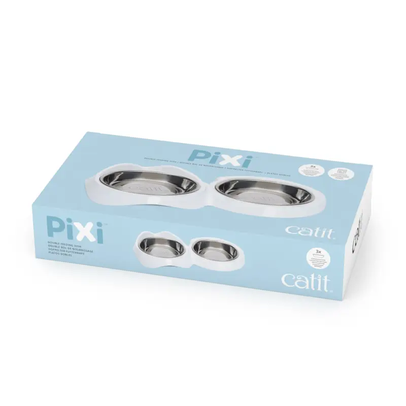Paiement Sécurisé Catit – Bol Double de nourrissage Pixi Blanc pour Chat – 32cm