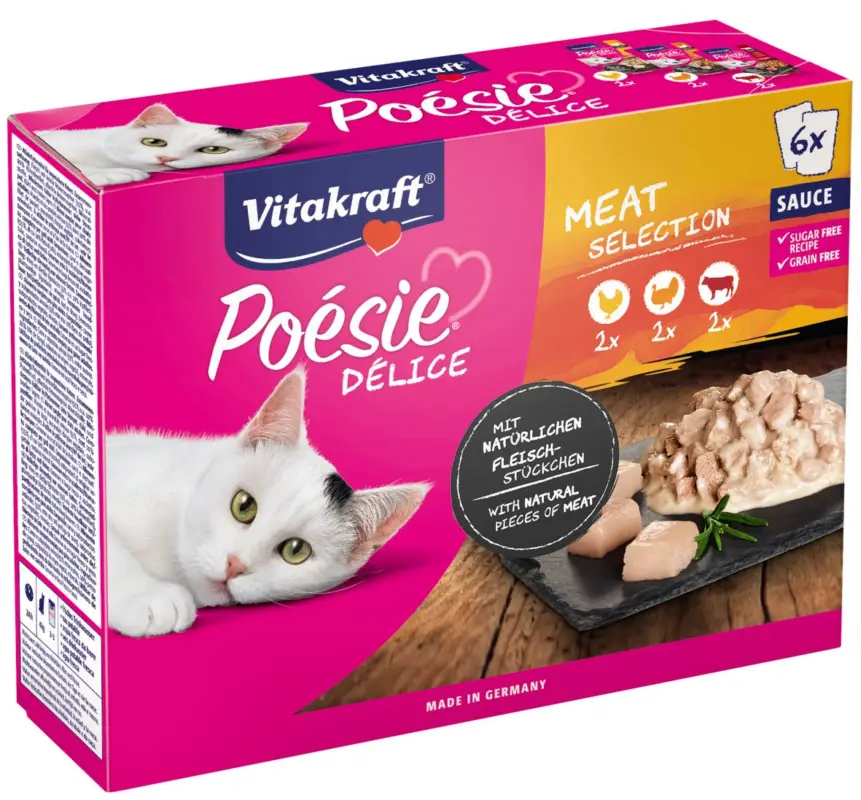 Achetez Aujourd&rsquo;hui Vitakraft – Multipack Po&eacute;sie D&eacute;lice en Sauce &agrave; la Viande pour Chat – 6x85g