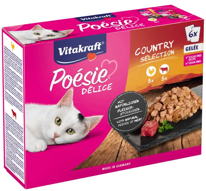 Vitakraft – Multipack Po&eacute;sie D&eacute;lice en Gel&eacute;e &agrave; la Viande pour Chat – 6x85g Offre Exclusive