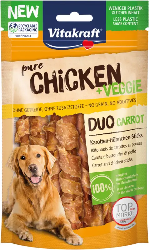 Vitakraft – Friandises Pure Chicken + Veggie Carottes et Poulet pour Chiens – 80g Soldes