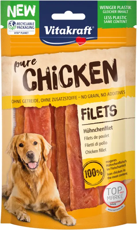 Nouvelle Collection Vitakraft – Friandises Pure Chicken Filets au Poulet pour Chiens – 80g