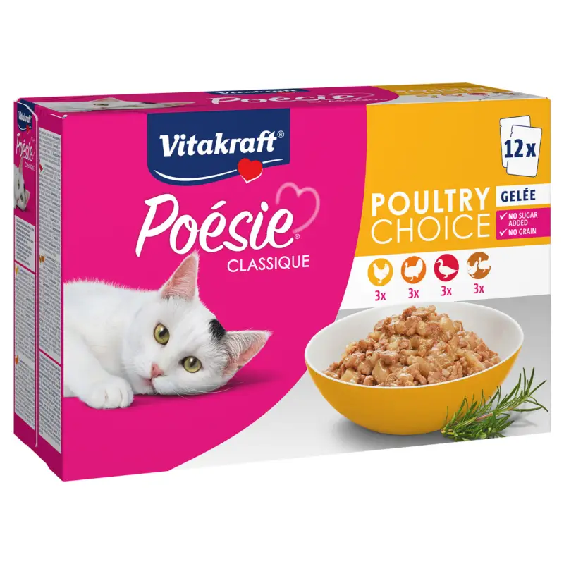 Satisfait Ou Remboursé Vitakraft – Multipack Po&eacute;sie Classique en Gel&eacute;e &agrave; la Volaille – 12x85g