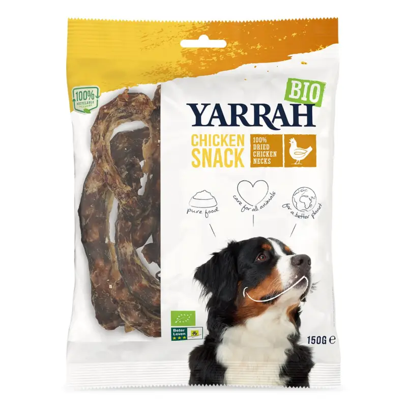 Commande En Gros Yarrah- Friandises Cous de Poulet S&eacute;ch&eacute;s Bio pour Chiens – 150g