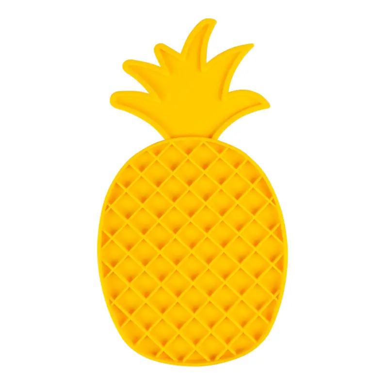 Expédition Rapide Duvoplus – Tapis &agrave; L&eacute;cher Forme Ananas Jaune pour Chiens et Chats – 30x16x1cm