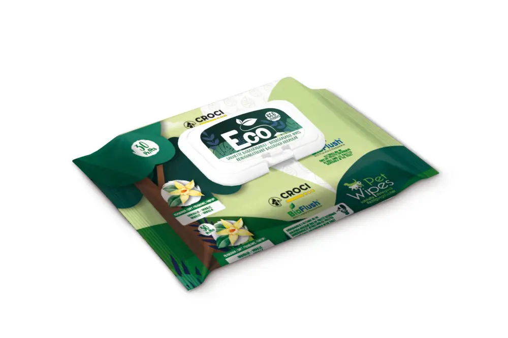 Expédition Rapide Croci – Lingettes 100% Biod&eacute;gradable Argan pour Chiens et Chats – x30