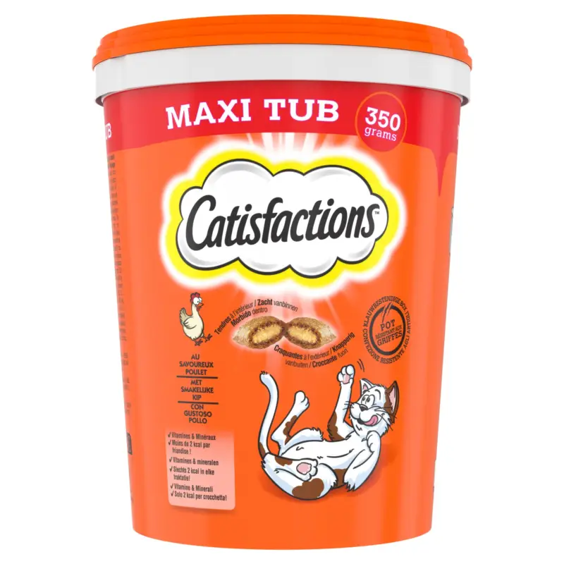 Catisfactions – Friandises Maxi Tub au Poulet pour Chats – 350g Expédition Rapide
