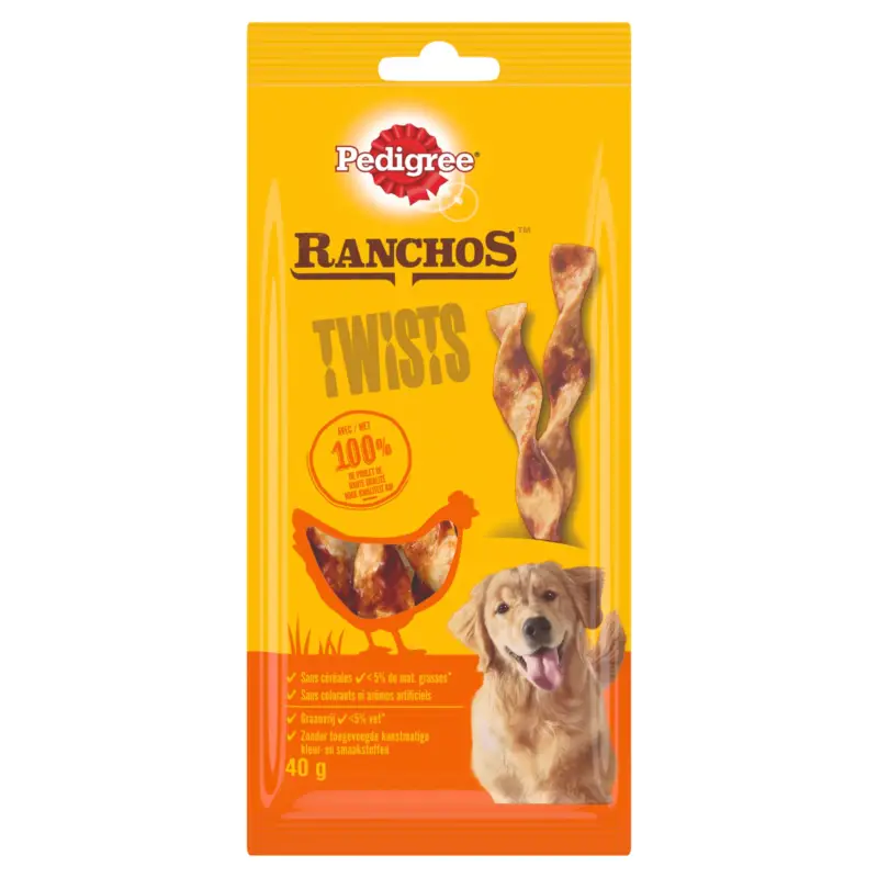 Pedigree – Friandises Ranchos Twists au Poulet pour Chiens – 40g Top Vente