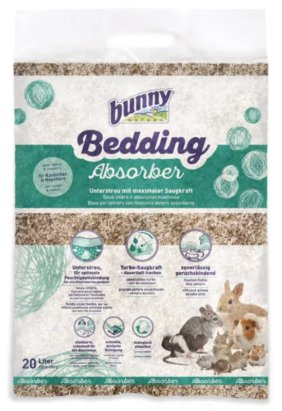 Prix Choc BunnyNature – Liti&egrave;re naturelle absorption maximale Bedding Absorber – 20 l
