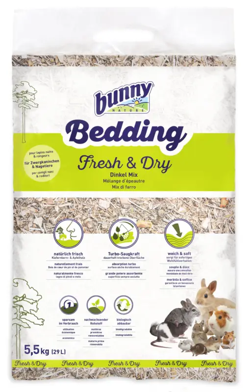 BunnyNature – Liti&egrave;re naturelle m&eacute;lange &eacute;peautre Bedding Fresh & Dry – 29 l Marque