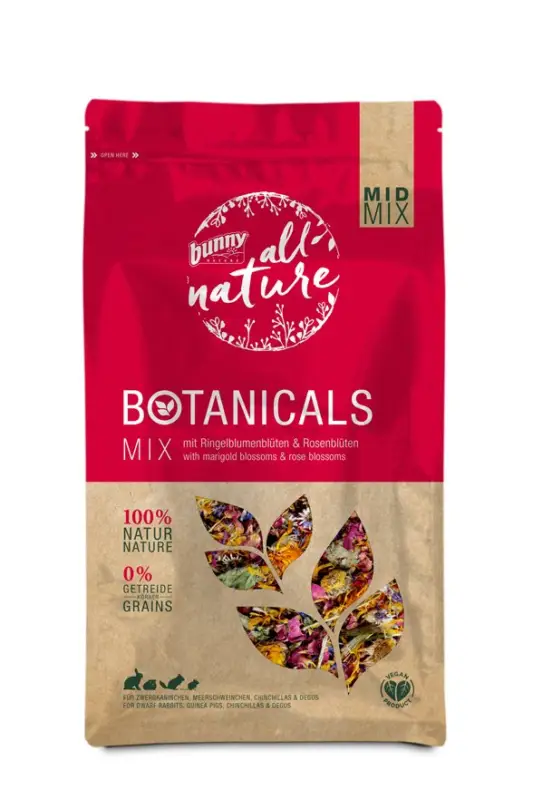 Marque BunnyNature – BOTANICALS MID MIX M&eacute;lange Fleurs de souci et fleurs de rose – 130 g
