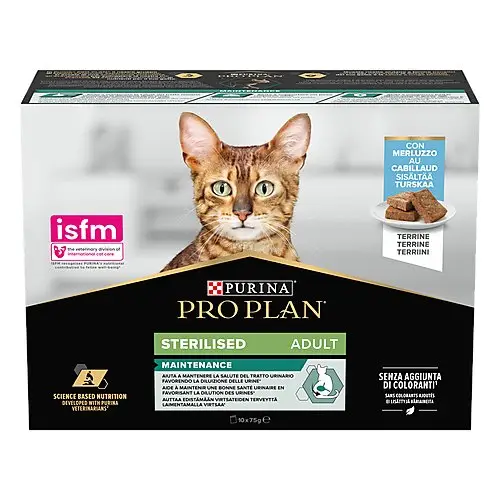 Pro Plan – P&acirc;t&eacute;e Repas au Cabillaud pour Chats Adultes St&eacute;rilis&eacute;s – 10x75g Livraison Express