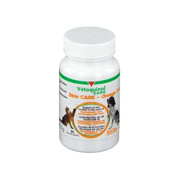 Vetoquinol – Capsules Skin Care Omega 3-6 pour Chiens et Chats – x90 Meilleure Vente