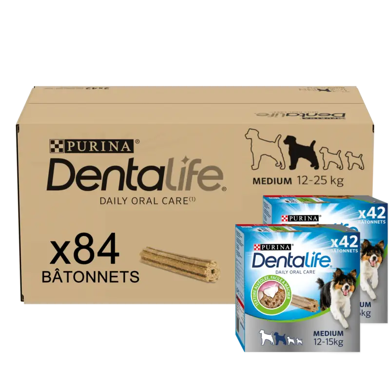 Dentalife – Multipack B&acirc;tonnets &agrave; M&acirc;cher Hygi&egrave;ne Bucco-dentaire pour Chiens – Medium/x 84 Prix Cassé