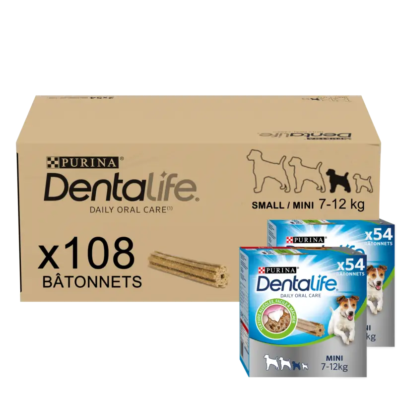 Commander Vite Dentalife – Multipack B&acirc;tonnets &agrave; M&acirc;cher Hygi&egrave;ne Bucco-dentaire pour Chiens – Mini/x108